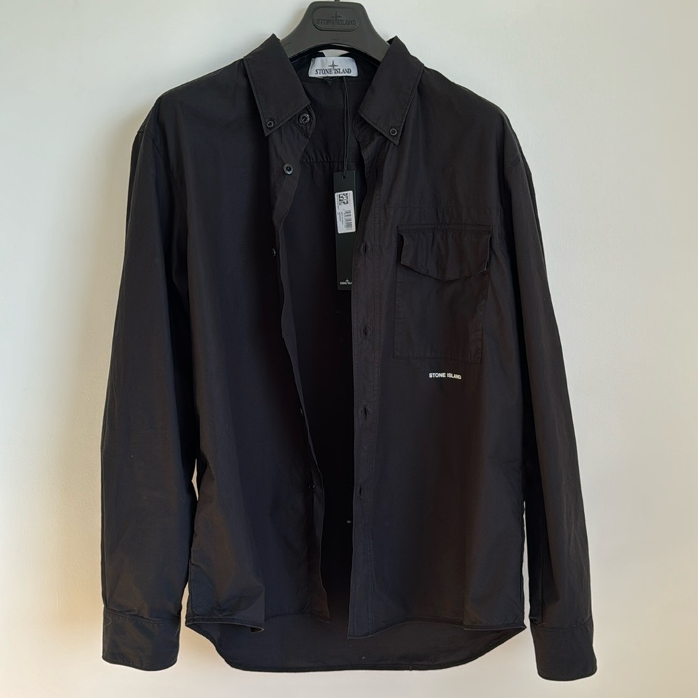 STONE ISLAND shirt, black, 100% cotton. New
